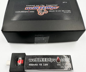 weBLEEDfpv 450mAh 1S BT2.0 LiPo Batteries