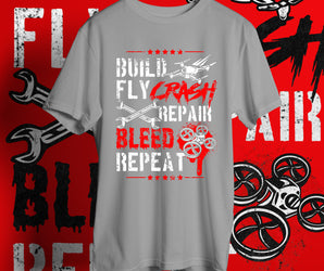 weBLEEDfpv "BUILD, FLY, BLEED" T-SHIRT